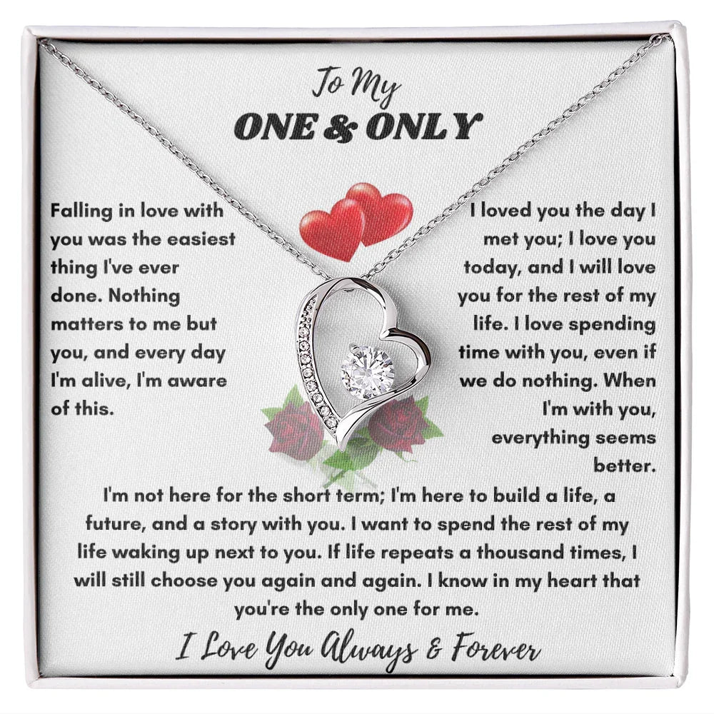 To My One & Only - Forever Love Necklace - Elegant Gift Set - SLDDL0069 - Sunshine Letters Co