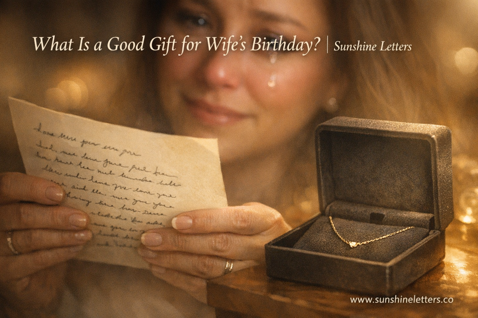 Good gift for wife's birthday: handwritten letter with personalized necklace gift set from Sunshine Letters