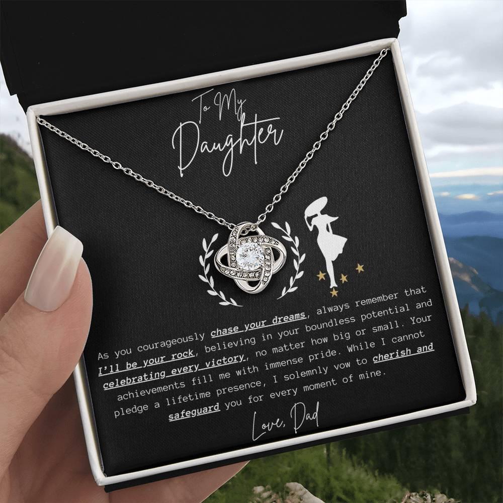 To My Daughter - Love Knot Necklace Gift Set - SLDDL0044 - Sunshine Letters Co