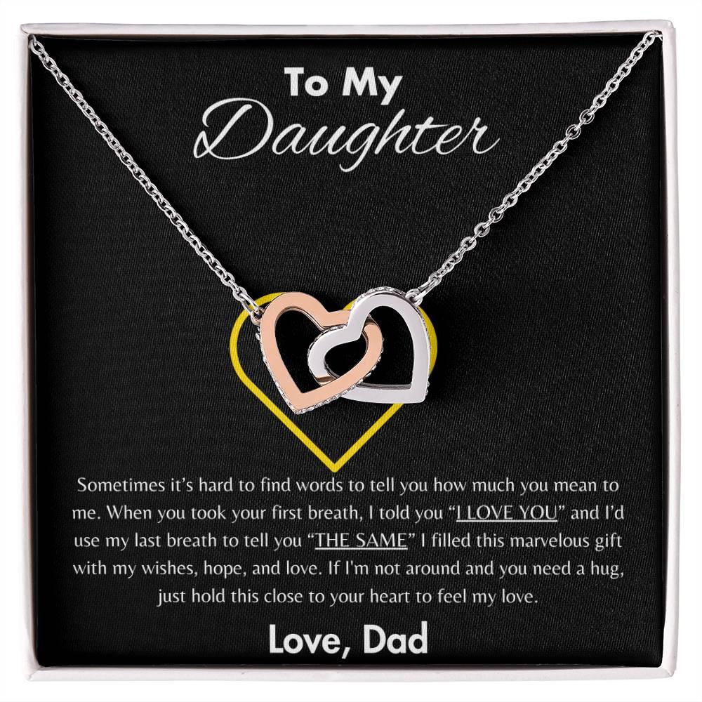 To My Daughter - Interlocking Hearts Necklace Gift Set - SLDDL0047 - Sunshine Letters Co