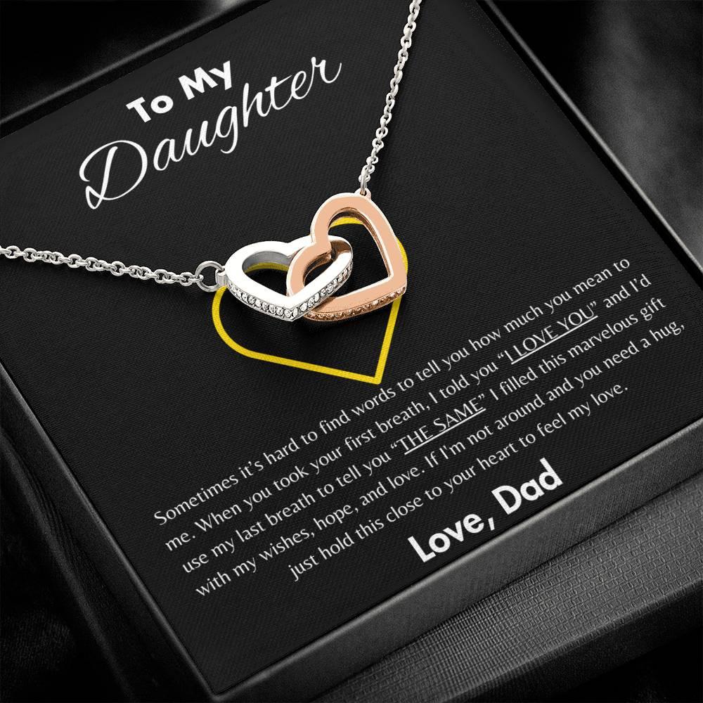 To My Daughter - Interlocking Hearts Necklace Gift Set - SLDDL0047 - Sunshine Letters Co