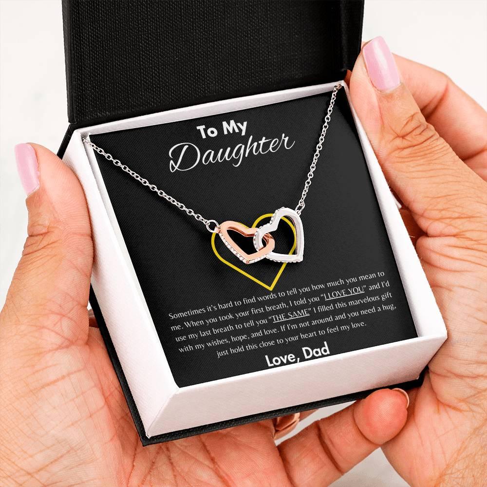 To My Daughter - Interlocking Hearts Necklace Gift Set - SLDDL0047 - Sunshine Letters Co