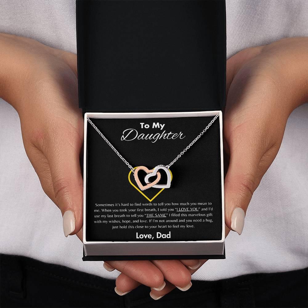 To My Daughter - Interlocking Hearts Necklace Gift Set - SLDDL0047 - Sunshine Letters Co