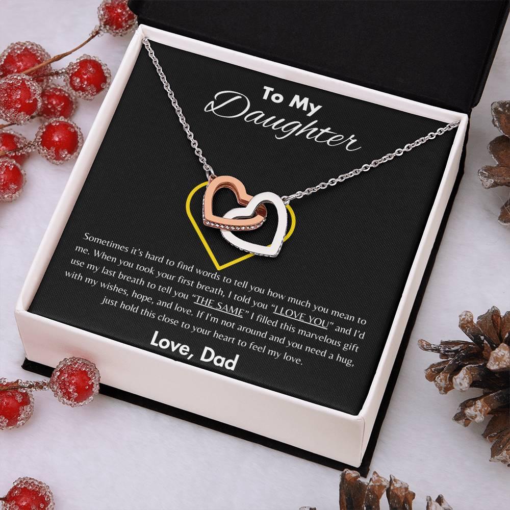 To My Daughter - Interlocking Hearts Necklace Gift Set - SLDDL0047 - Sunshine Letters Co