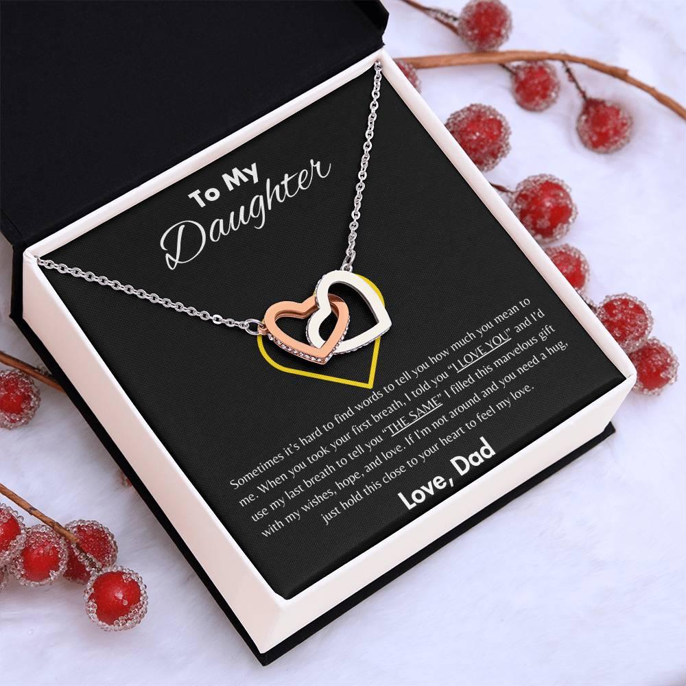 To My Daughter - Interlocking Hearts Necklace Gift Set - SLDDL0047 - Sunshine Letters Co