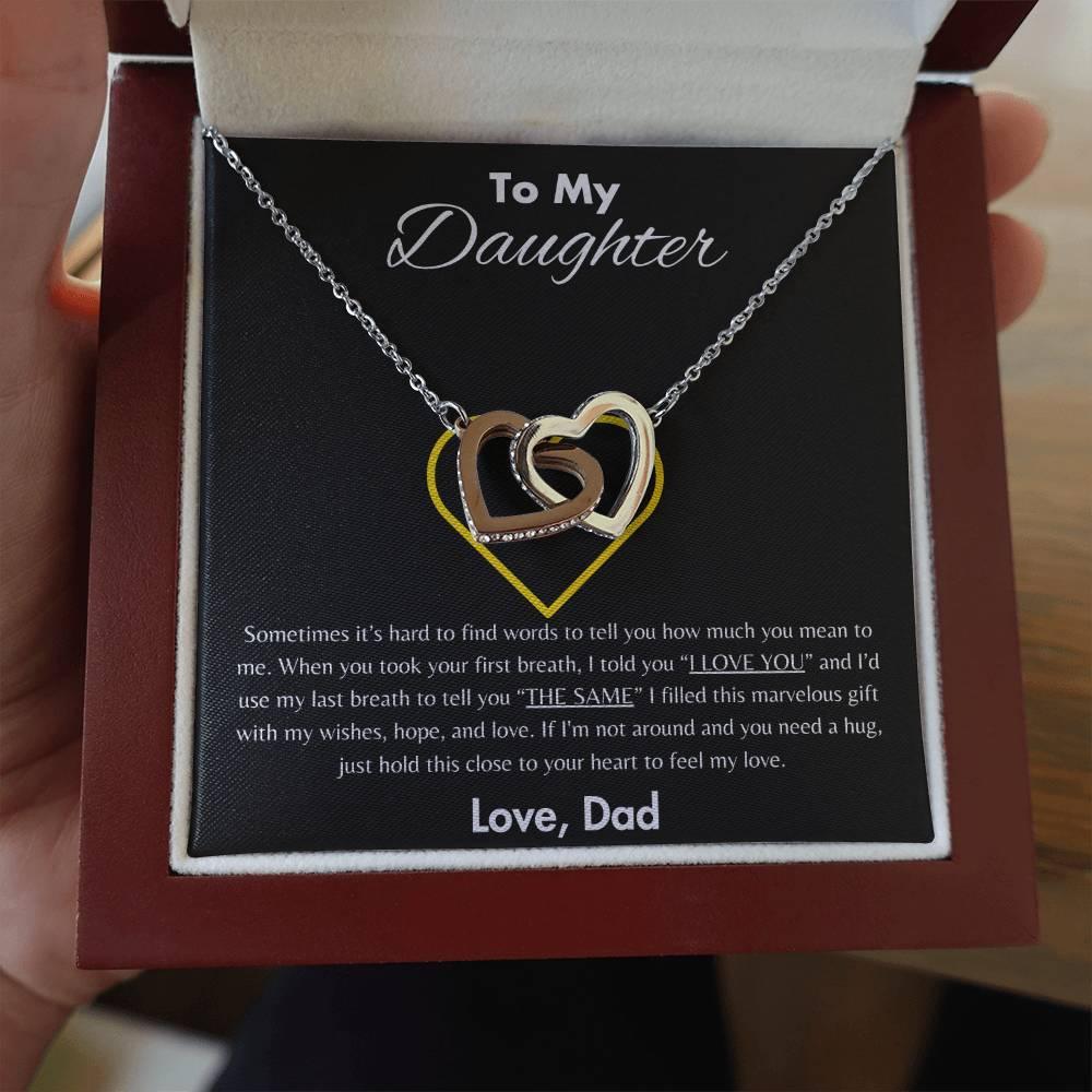To My Daughter - Interlocking Hearts Necklace Gift Set - SLDDL0047 - Sunshine Letters Co