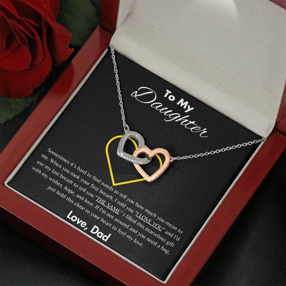 To My Daughter - Interlocking Hearts Necklace Gift Set - SLDDL0047 - Sunshine Letters Co