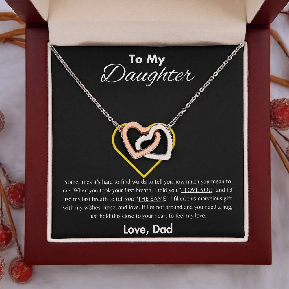 To My Daughter - Interlocking Hearts Necklace Gift Set - SLDDL0047 - Sunshine Letters Co